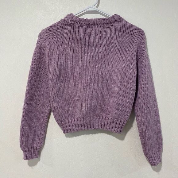 Rockets of Awesome Girls Purple Cable Knit Sweater Size 10 - Picture 2 of 4